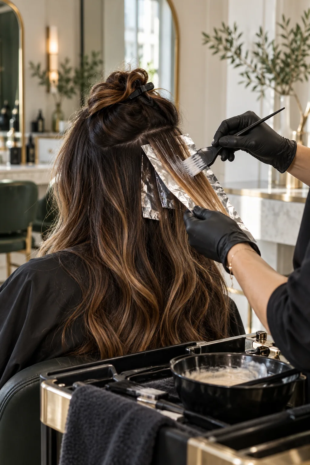 Illustrative balayage colour application