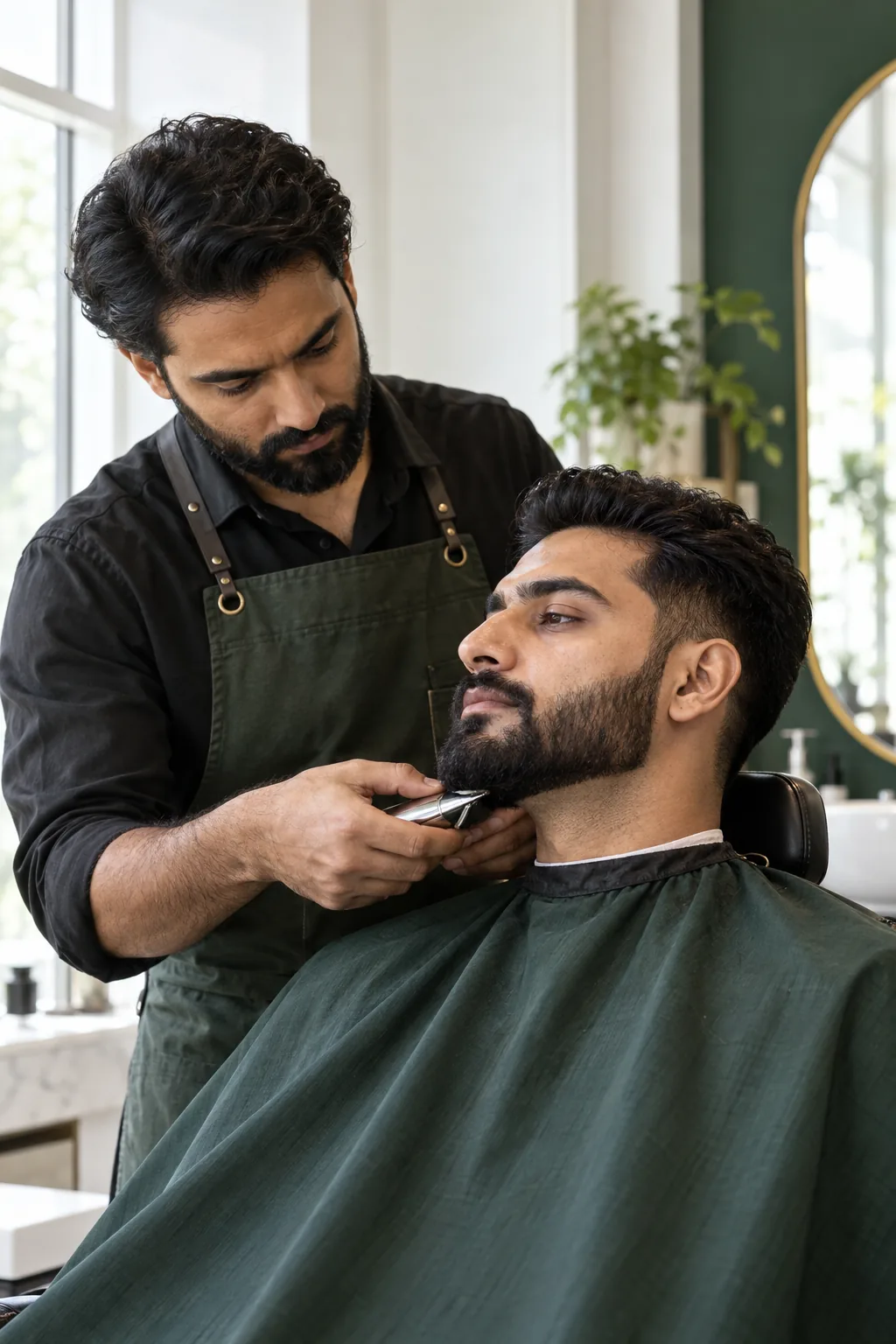 Illustrative beard grooming in progress