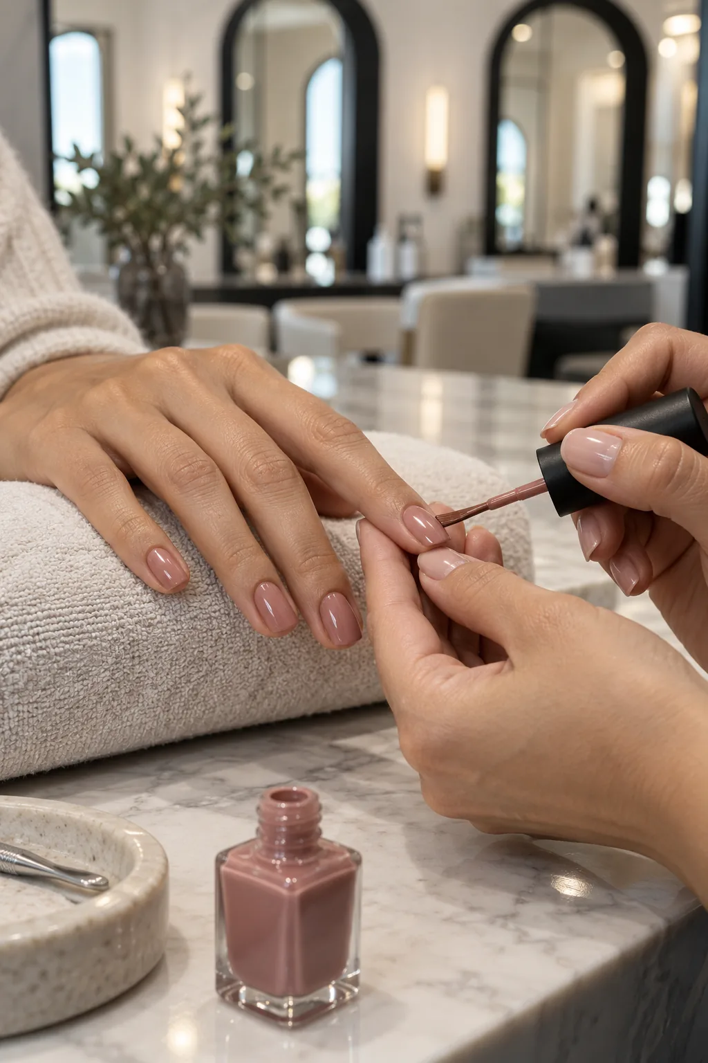 Editorial illustration of a manicure in progress