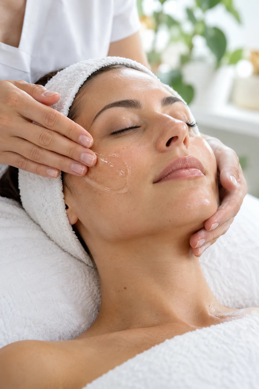 Editorial illustration of a hydrating facial treatment